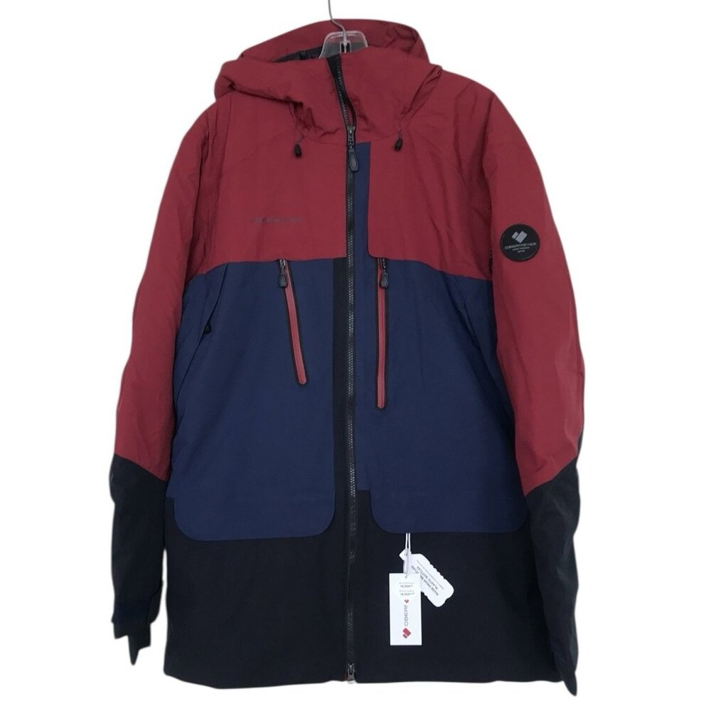 Obermeyer Ski Jacket Mens Size Medium M Cirque Red Blue Snowboarding Hooded $349